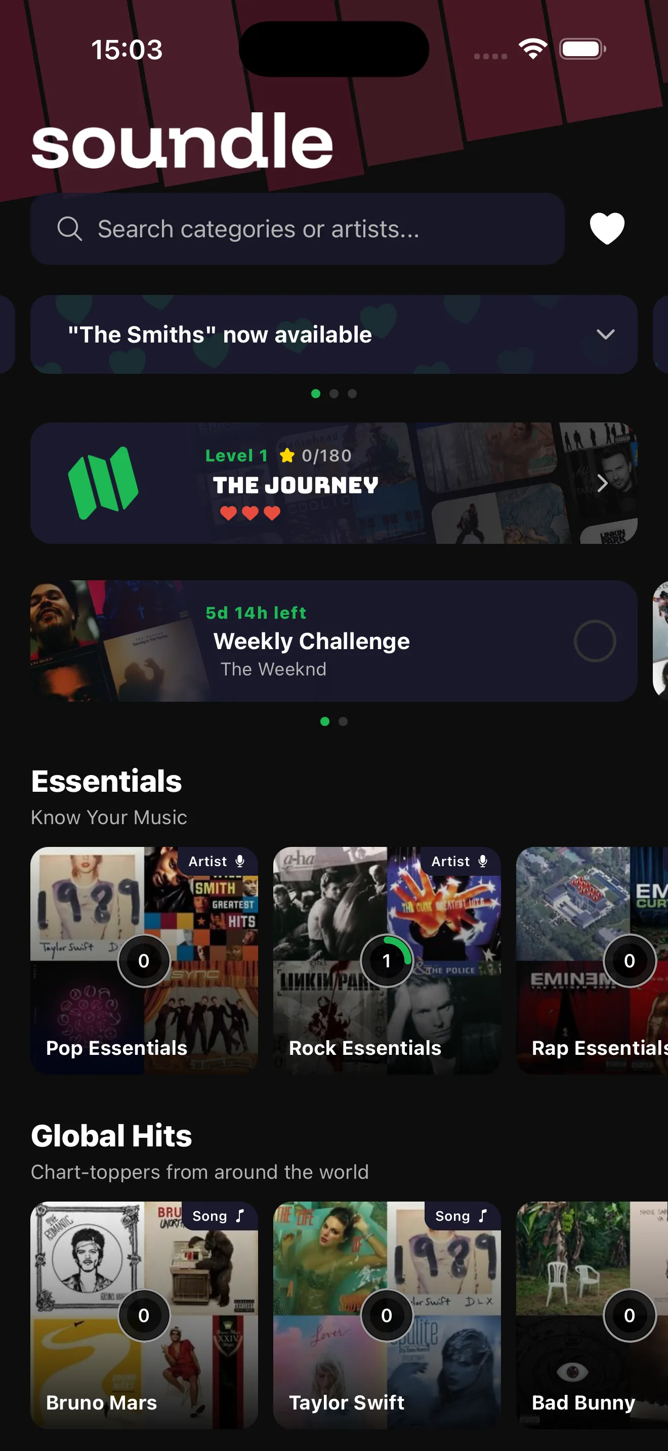 Home feed with curated categories